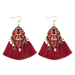 Statement Earrings with Tassel and Rhinestones